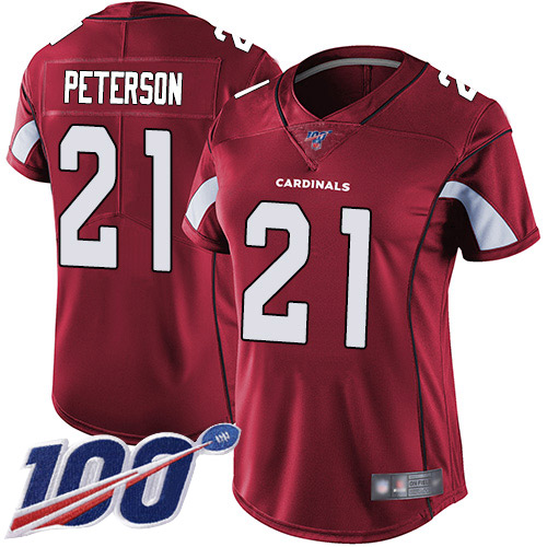 Cardinals #21 Patrick Peterson Red Team Color Women's Stitched 100th Season Vapor Limited Jersey