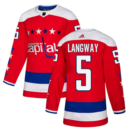 Adidas Washington Capitals #5 Rod Langway Red Alternate Authentic Stitched Jersey Men's