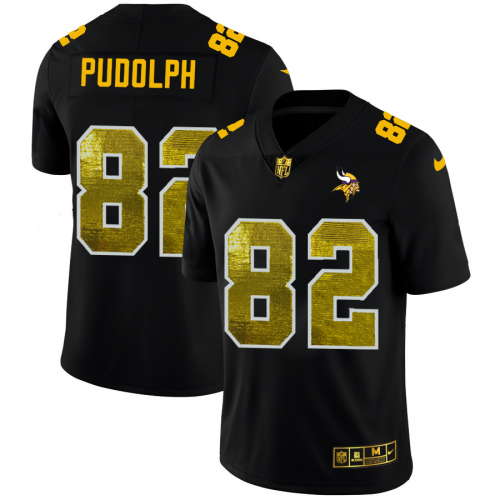 Minnesota Minnesota Vikings #82 Kyle Rudolph Men's Black Golden Sequin Vapor Limited Jersey Men's