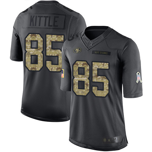 49ers #85 George Kittle Black Men's Stitched Limited 2016 Salute To Service Jersey