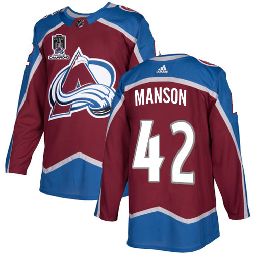 Adidas Colorado Avalanche #42 Josh Manson Burgundy Youth 2022 Stanley Cup Champions Burgundy Home Authentic Stitched Jersey Youth