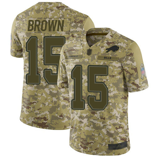 Buffalo Bills #15 John Brown Camo Men's Stitched Limited 2018 Salute To Service Jersey Men's