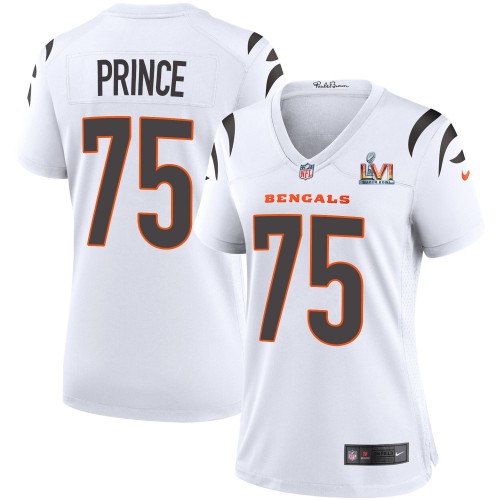 Cincinnati Cincinnati Bengals #75 Isaiah Prince White Super Bowl LVI Patch Women's Game Jersey Womens