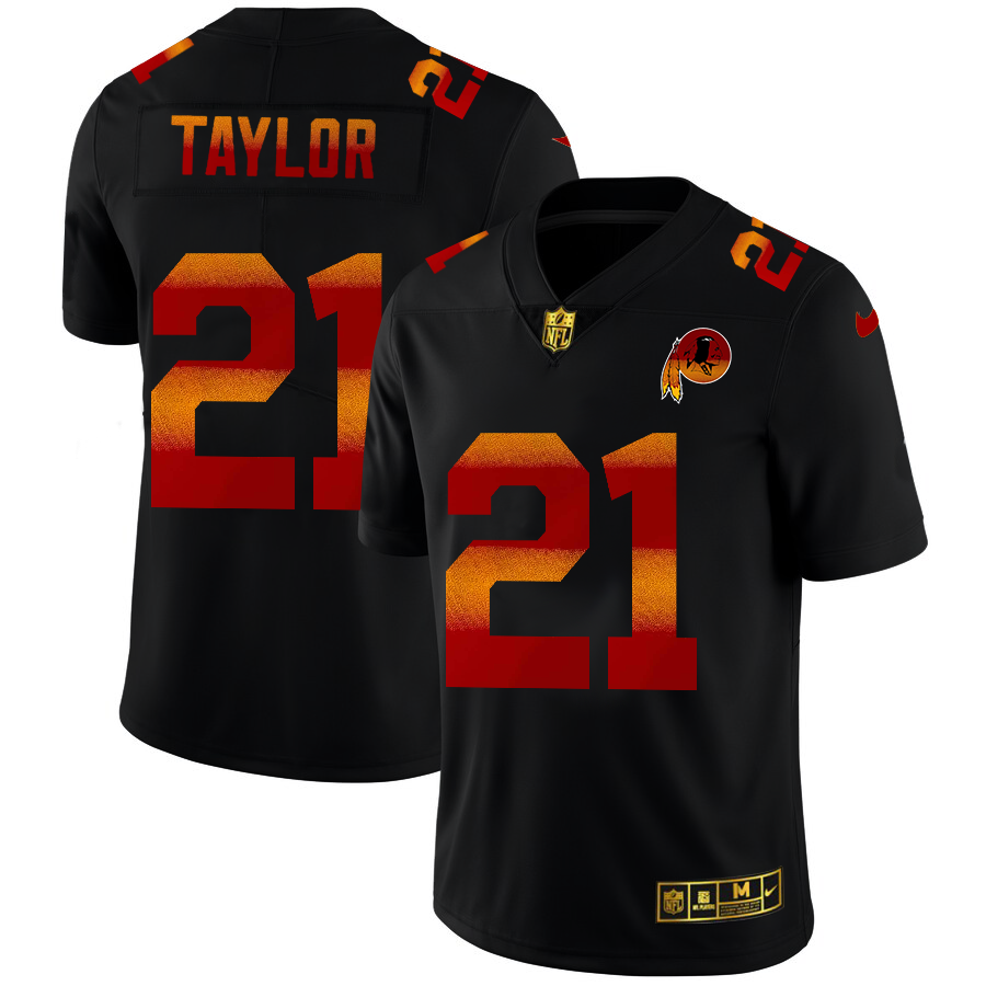 Washington Commanders #21 Sean Taylor Men's Black Red Orange Stripe Vapor Limited Jersey