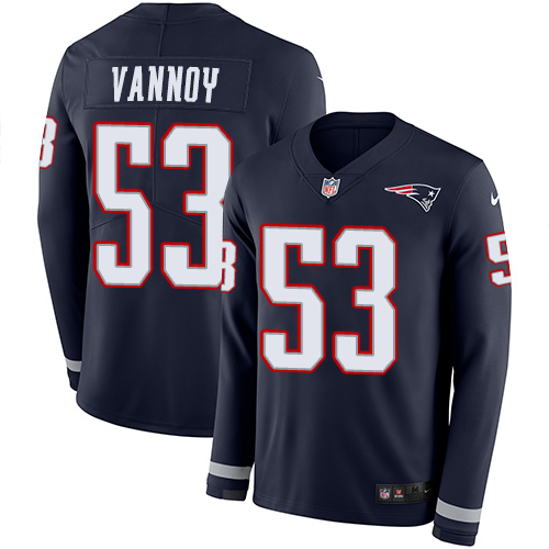 New England Patriots #53 Kyle Van Noy Navy Blue Team Color Men's Stitched Limited Therma Long Sleeve Jersey Men's