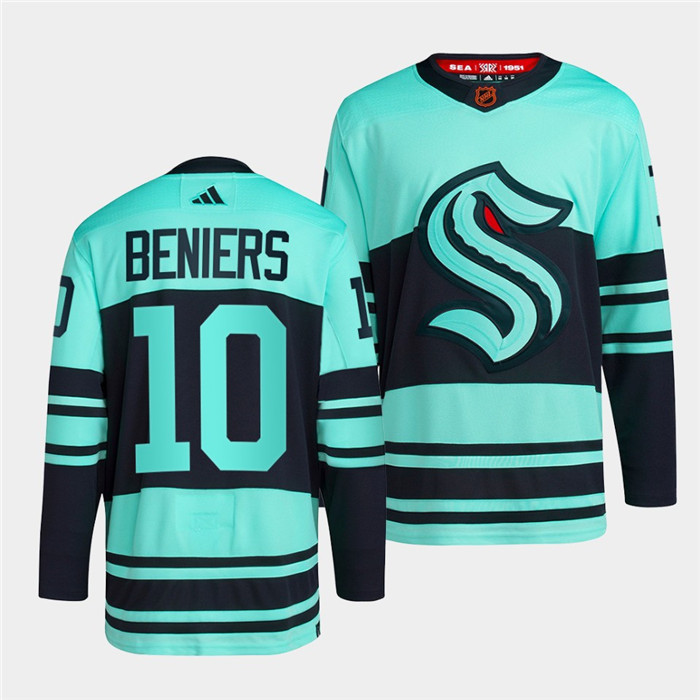 Seattle Kraken #10 Matty Beniers Men's Adidas Veterans Day 2022 Military Appreciation Jersey - Olive
