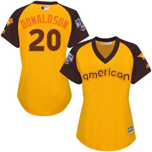 Toronto Blue Jays #20 Josh Donaldson Gold 2016 All-Star American League Women's Stitched Jersey Womens