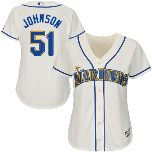 Seattle Mariners #51 Randy Johnson Cream Alternate Women's Stitched Jersey Womens