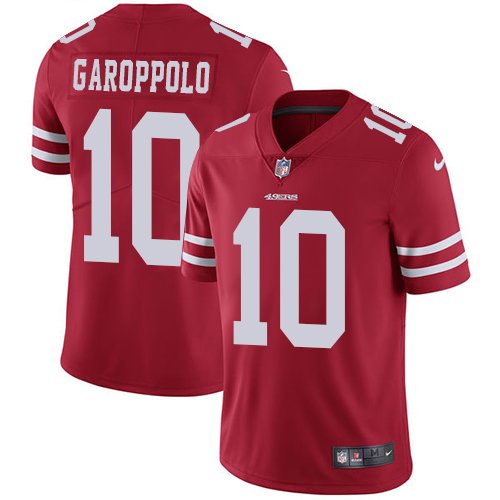 49ers #10 Jimmy Garoppolo Red Team Color Men's Stitched Vapor Untouchable Limited Jersey