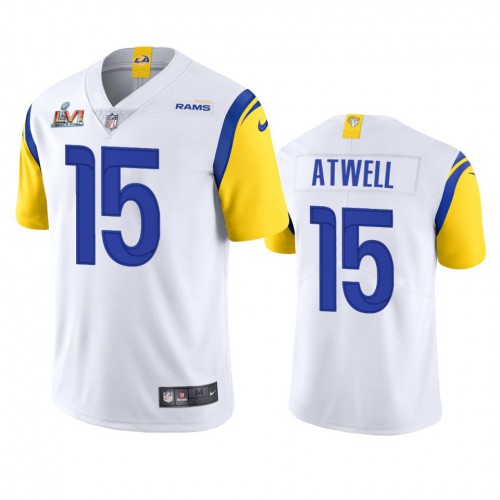 Los Angeles Los Angeles Rams #15 Tutu Atwell Men's Super Bowl LVI Patch Alternate Vapor Limited Jersey - White Men's