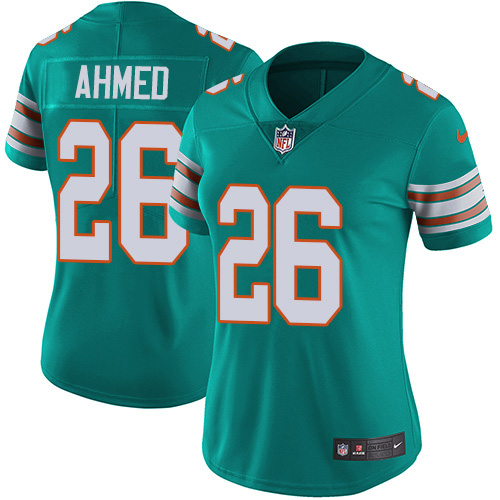 Miami Dolphins #26 Salvon Ahmed Aqua Green Alternate Women's Stitched Vapor Untouchable Limited Jersey Womens