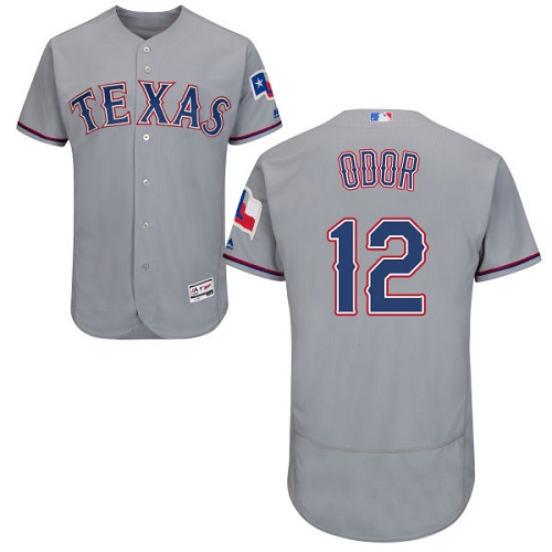 Texas Rangers #12 Rougned Odor Grey Flexbase Authentic Collection Stitched Jersey Men's