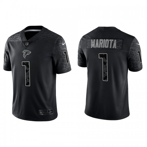 Men's Atlanta Falcons #1 Marcus Mariota Black RFLCTV Limited Jersey