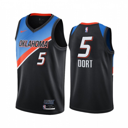 Oklahoma City Thunder #5 Luguentz Dort Black Swingman 2020-21 City Edition Jersey Mens