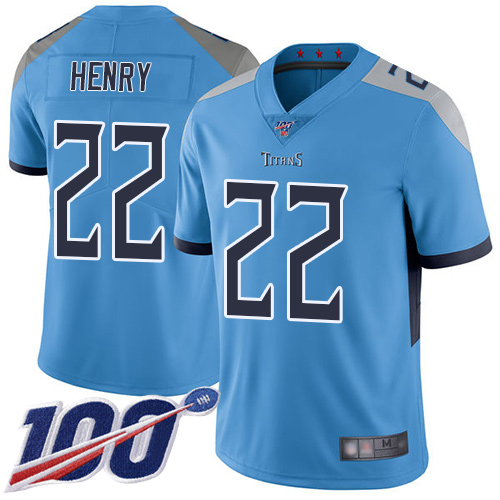 Titans #22 Derrick Henry Light Blue Alternate Youth Stitched 100th Season Vapor Limited Jersey