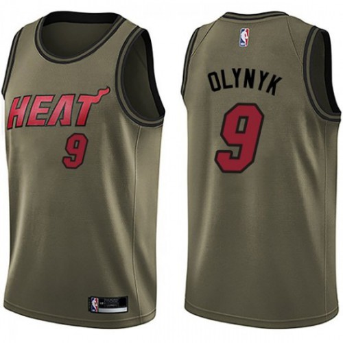 Miami Heat #9 Kelly Olynyk Green Salute to Service Youth Swingman Jersey Youth