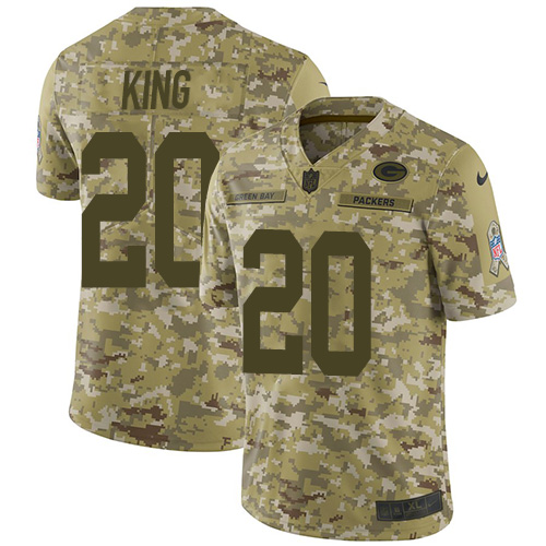 Green Bay Packers #20 Kevin King Camo Youth Stitched Limited 2018 Salute to Service Jersey Youth