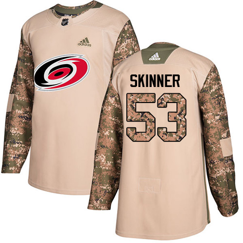Adidas Carolina Hurricanes #53 Jeff Skinner Camo Authentic 2017 Veterans Day Stitched Youth Jersey Youth