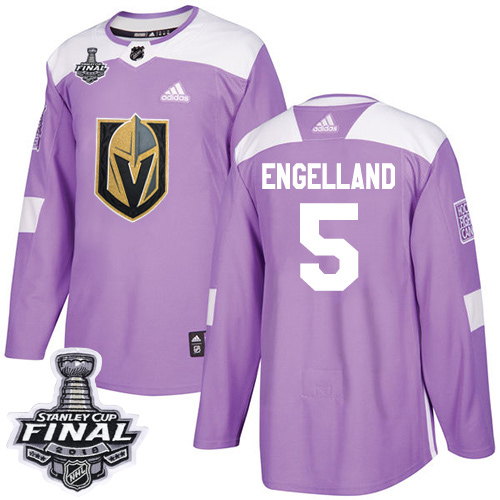 Adidas Golden Vegas Golden Knights #5 Deryk Engelland Purple Authentic Fights Cancer 2018 Stanley Cup Final Stitched Jersey Men's