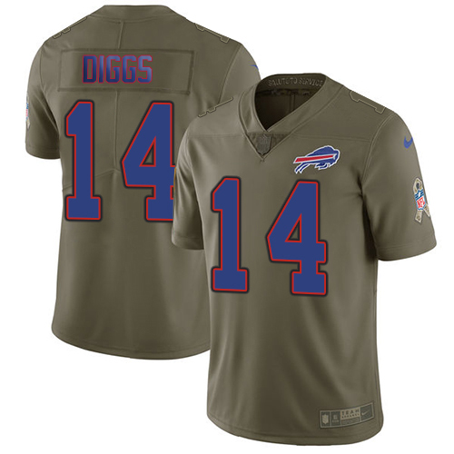 Bills #14 Stefon Diggs Olive Youth Stitched Limited 2017 Salute To Service Jersey