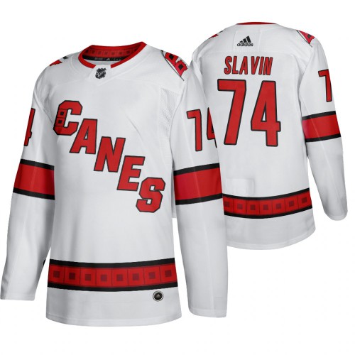 Carolina Carolina Hurricanes #74 Jaccob Slavin Men's 2019-20 Away Authentic Player White Stitched Jersey Men's