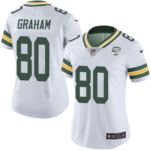 Green Bay Packers #80 Jimmy Graham White Women's 100th Season Stitched Vapor Untouchable Limited Jersey Womens