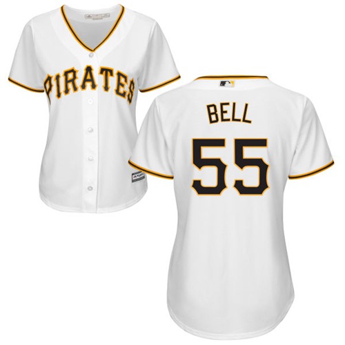 Pittsburgh Pirates #55 Josh Bell White Home Women's Stitched Jersey Womens