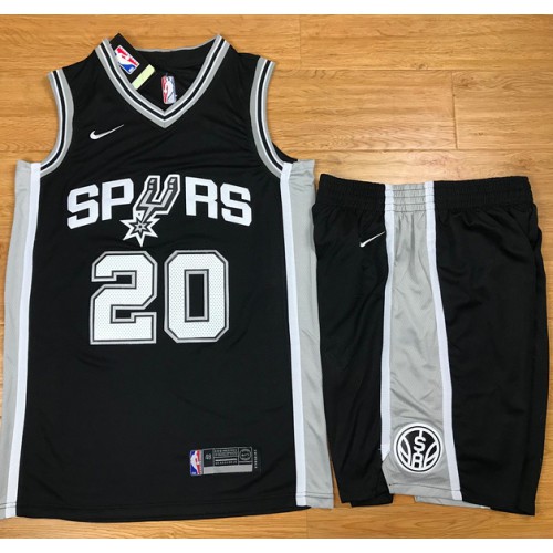 San Antonio Spurs #20 Manu Ginobili Black A Set Swingman Icon Edition Jersey Mens