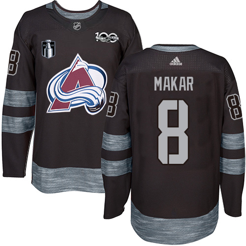 Adidas Colorado Avalanche #8 Cale Makar Black 2022 Stanley Cup Final Patch 100th Anniversary Stitched Jersey Men's