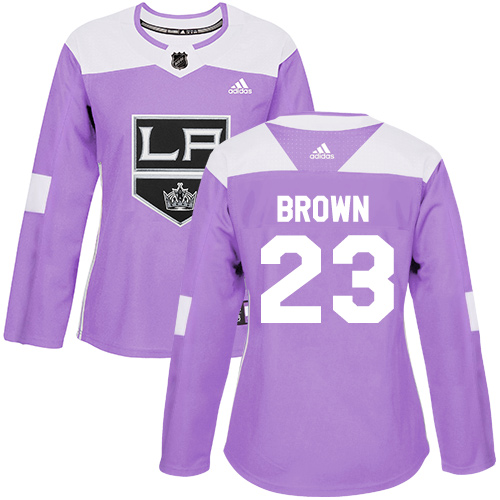 Adidas Los Angeles Kings #23 Dustin Brown Purple Authentic Fights Cancer Women's Stitched Jersey Womens