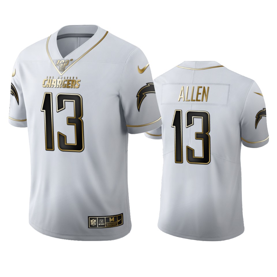 Los Angeles Chargers #13 Keenan Allen Men's White Golden Edition Vapor Limited 100 Jersey