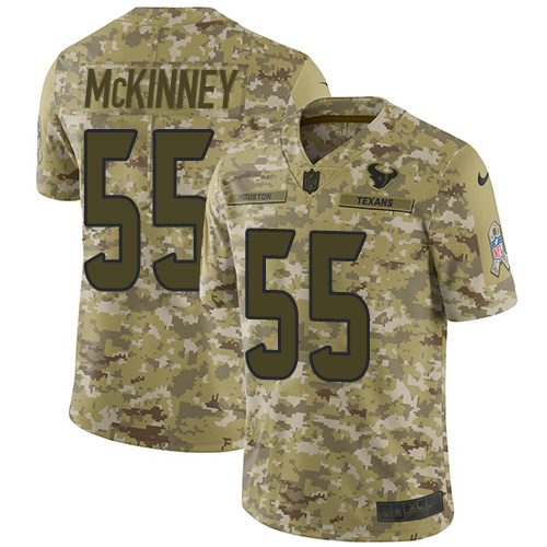 Houston Texans #55 Benardrick McKinney Camo Youth Stitched Limited 2018 Salute to Service Jersey Youth