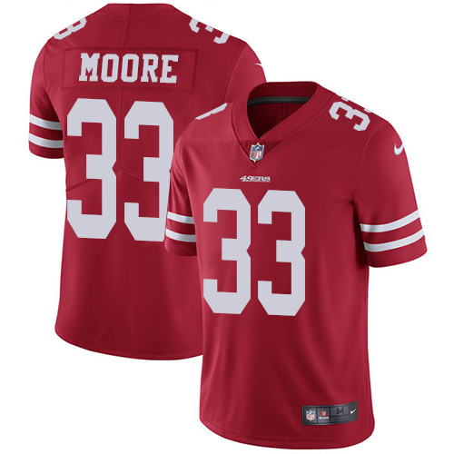 San Francisco 49ers #33 Tarvarius Moore Red Team Color Men's Stitched Vapor Untouchable Limited Jersey Men's