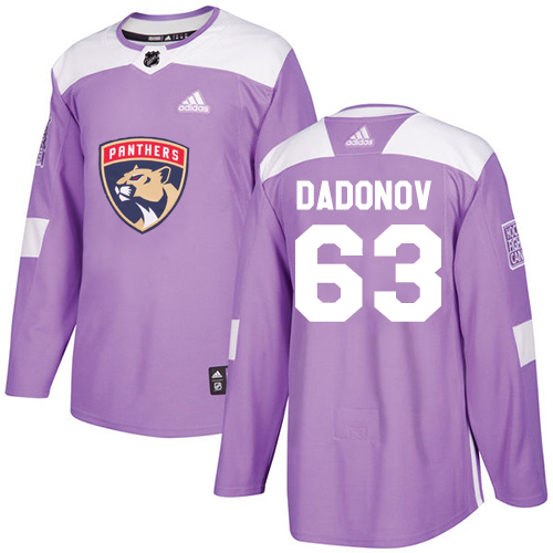 Adidas Florida Panthers #63 Evgenii Dadonov Purple Authentic Fights Cancer Stitched Jersey Men's