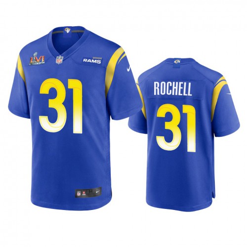 Los Angeles Los Angeles Rams #31 Robert Rochell Men's Super Bowl LVI Patch Game Jersey - Royal Men's