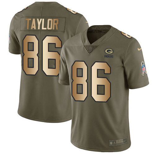 Green Bay Packers #86 Malik Taylor Olive/Gold Youth Stitched Limited 2017 Salute To Service Jersey Youth