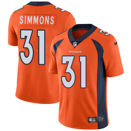 Broncos #31 Justin Simmons Orange Team Color Men's Stitched Vapor Untouchable Limited Jersey