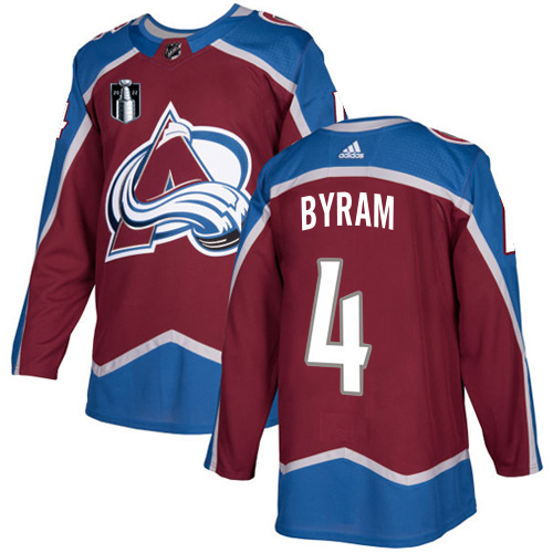Adidas Colorado Avalanche #4 Bowen Byram Burgundy 2022 Stanley Cup Final Patch Home Authentic Stitched Jersey Men's
