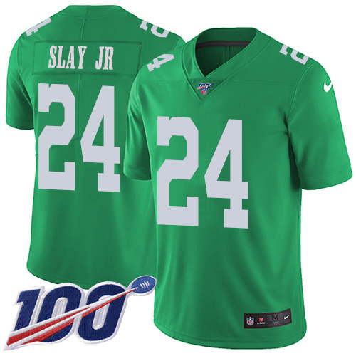 Philadelphia Eagles #24 Darius Slay Jr Green Youth Stitched Limited Rush 100th Season Jersey Youth