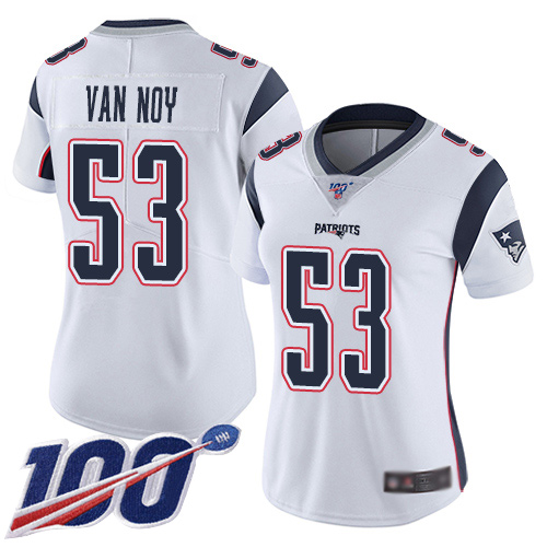 New England Patriots #53 Kyle Van Noy White Women's Stitched 100th Season Vapor Limited Jersey Womens