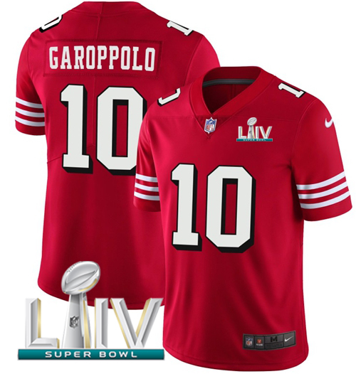 49ers #10 Jimmy Garoppolo Red Super Bowl LIV 2020 Team Color Youth Stitched Vapor Untouchable Limited II Jersey