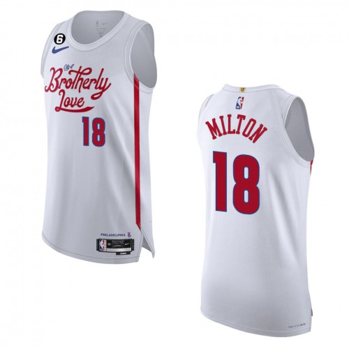 Philadelphia Philadelphia 76ers #18 Shake Milton White 2022-23 Authentic Jersey - City Edition Mens