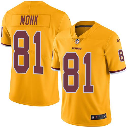 Washington Commanders #81 Art Monk Gold Men's Stitched Limited Rush Jersey Men's