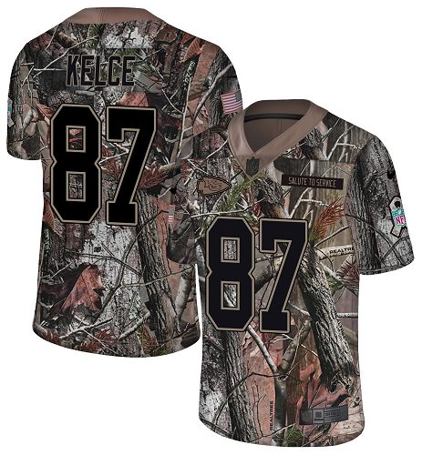 Chiefs #87 Travis Kelce Camo Youth Stitched Limited Rush Realtree Jersey