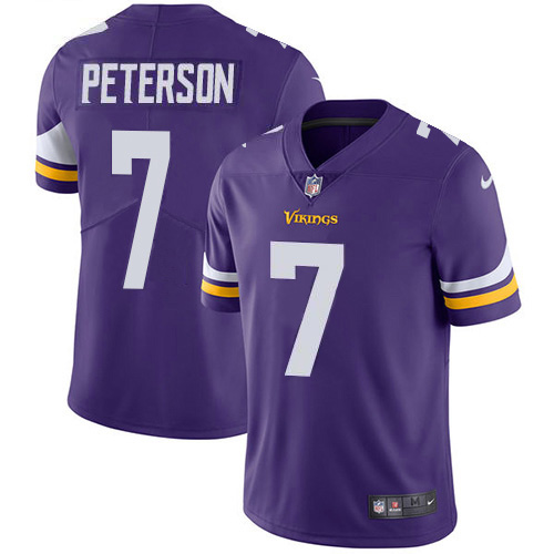 Minnesota Vikings #7 Patrick Peterson Purple Team Color Youth Stitched Vapor Untouchable Limited Jersey Youth
