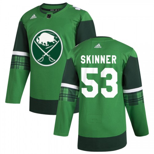 Buffalo Buffalo Sabres #53 Jeff Skinner Men's Adidas 2020 St. Patrick's Day Stitched Jersey Green.jpg Men's