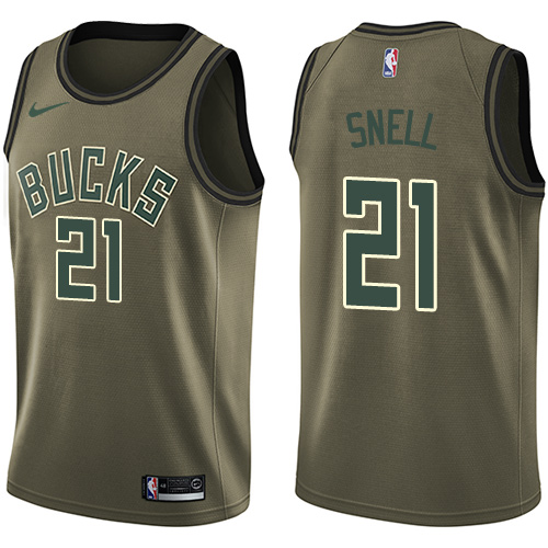 Milwaukee Bucks #21 Tony Snell Green Salute to Service Youth Swingman Jersey Youth