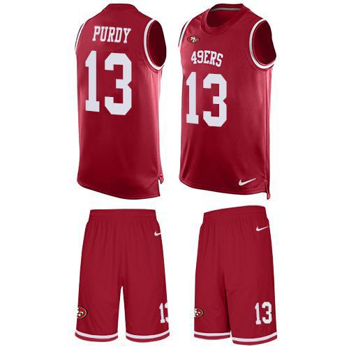 49ers #13 Brock Purdy Red Team Color Men's Stitched Limited Tank Top Suit Jersey