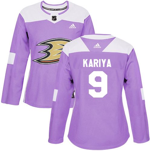 Adidas Anaheim Ducks #9 Paul Kariya Purple Authentic Fights Cancer Women's Stitched Jersey Womens