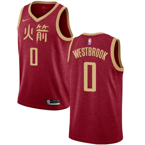 Houston Rockets #0 Russell Westbrook Red Swingman City Edition 2018/19 Jersey Mens